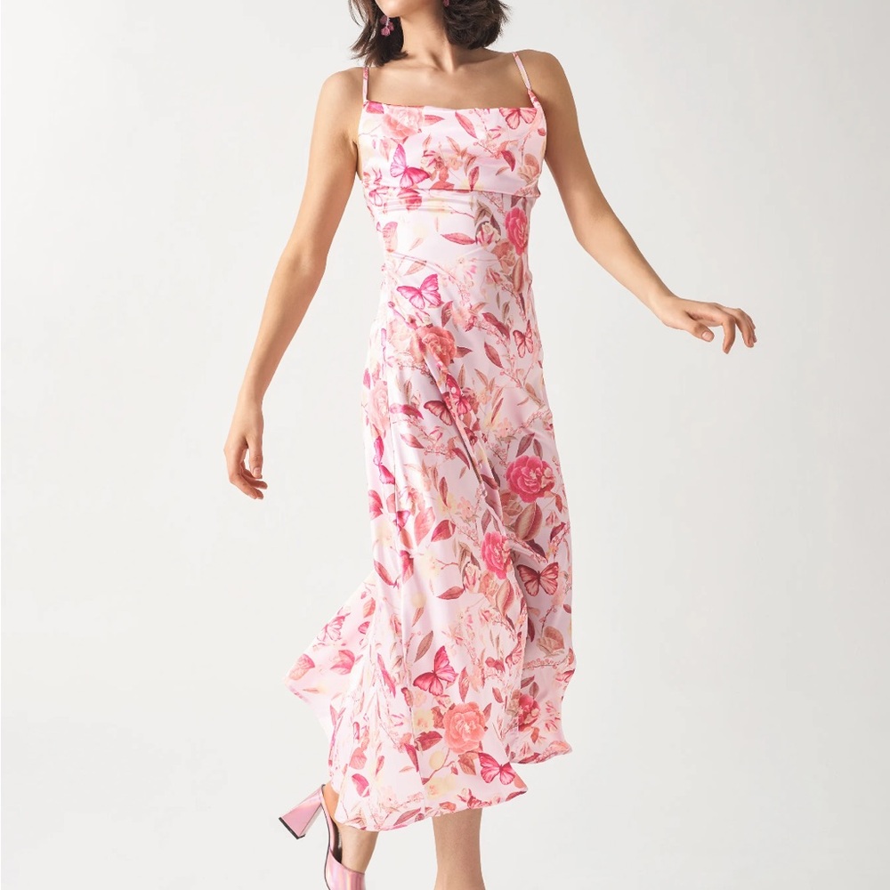 Cider pink floral midi dress. Size small. NWT